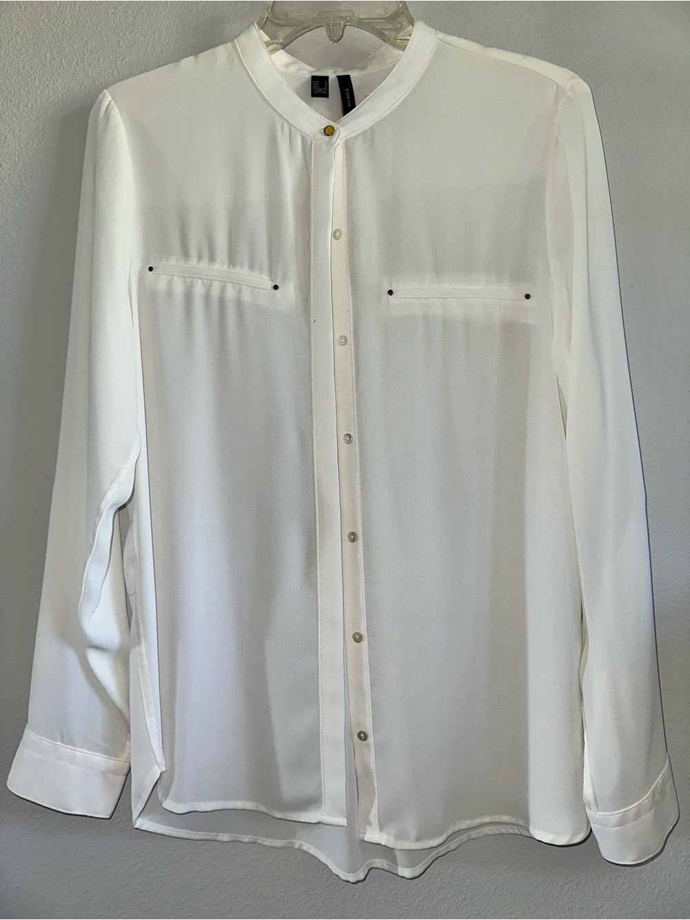MNG Classic White Women's Button-Front Shirt - Elegant Long Sleeve size S